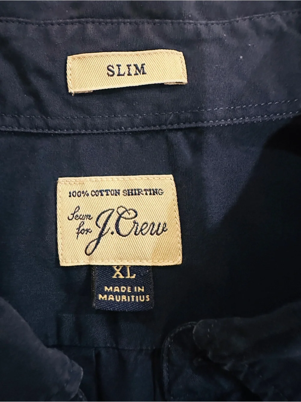 J.Crew Men's 100% Cotton Button-Down Long Sleeve Slim Dress Shirt Navy XL Preppy